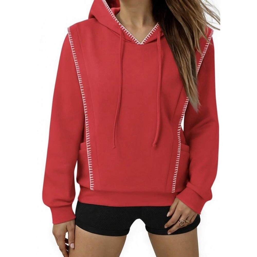 Red Sweatshirt For Women In Small Pullover Hoodie Cozy Lightweight Long Sleeves